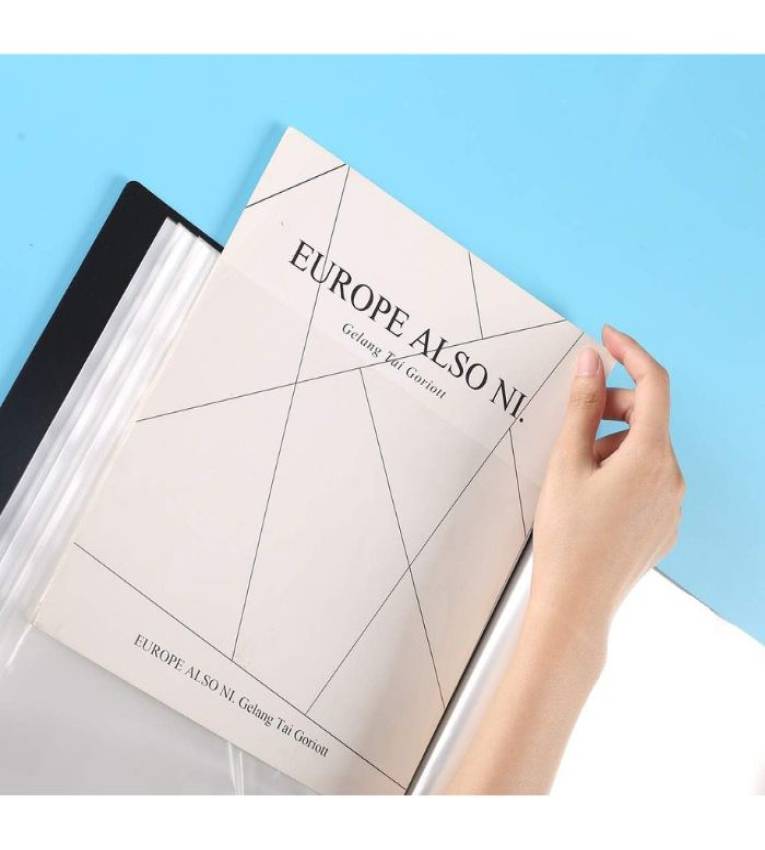 Porte-documents noir 100 pochettes A4 - Classeur de rangement avec couverture rigide | Organisation et Archivage Bureau